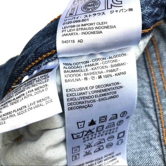 Levi's 501 High Rise Jeans Distressed Button Fly Medium Denim - Picture 13 of 14